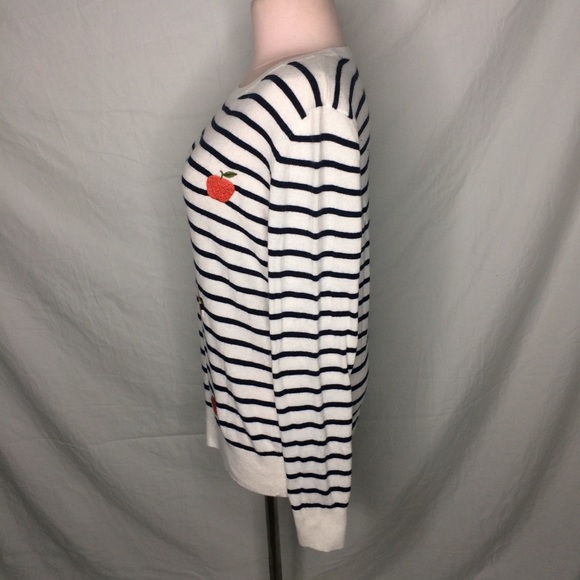 LOFT striped apple embroidered sweater Wool blend - Picture 5 of 12